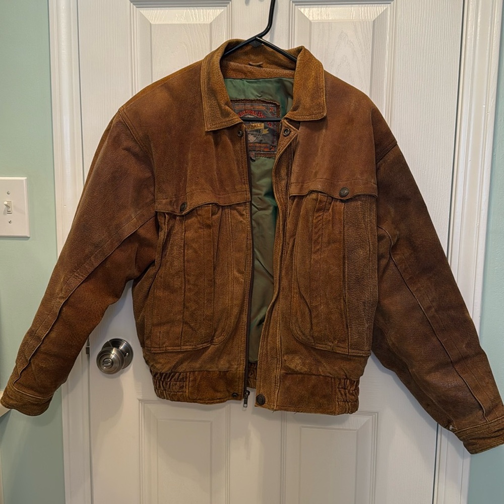 Vintage brown suede bomber jacket